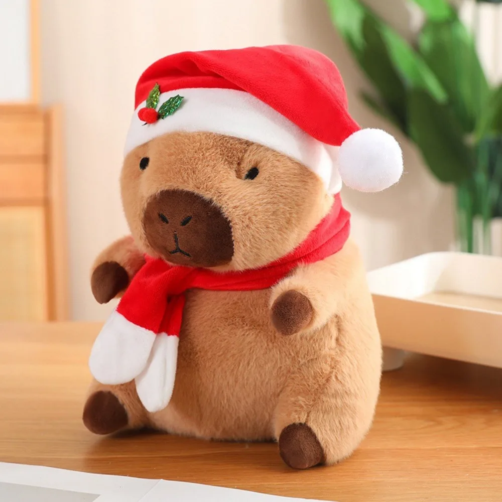 Vestir Navidad Capybara muñeco de peluche Festival de dibujos animados Capybara juguete de peluche esponjoso simulación Capibara muñeco esponjoso decoración del hogar