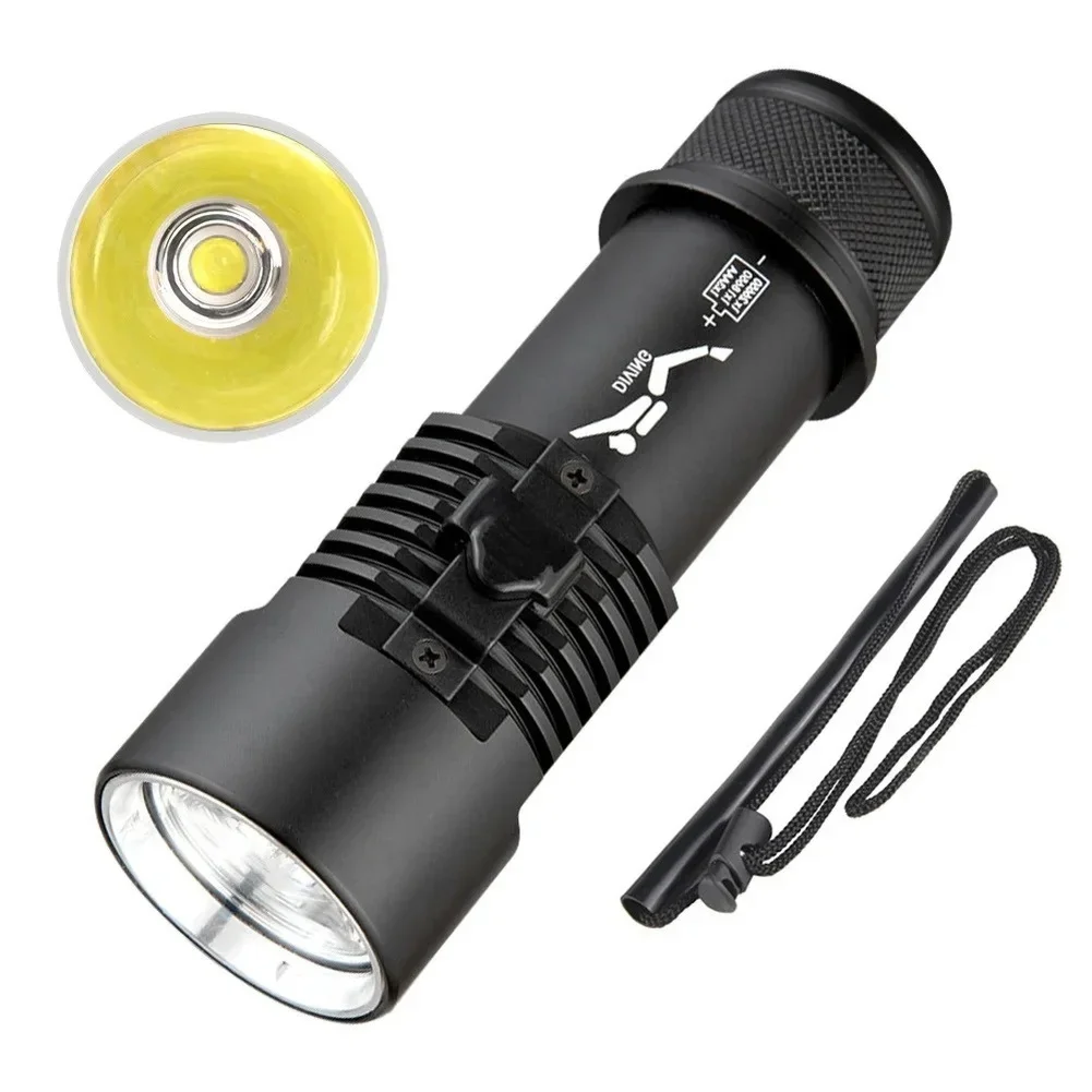 1PCS Diving Dual Light Sources Flashlight Diving Flashlight Zoomable Aluminum Alloy Strong Light White Yellow Dual Beam