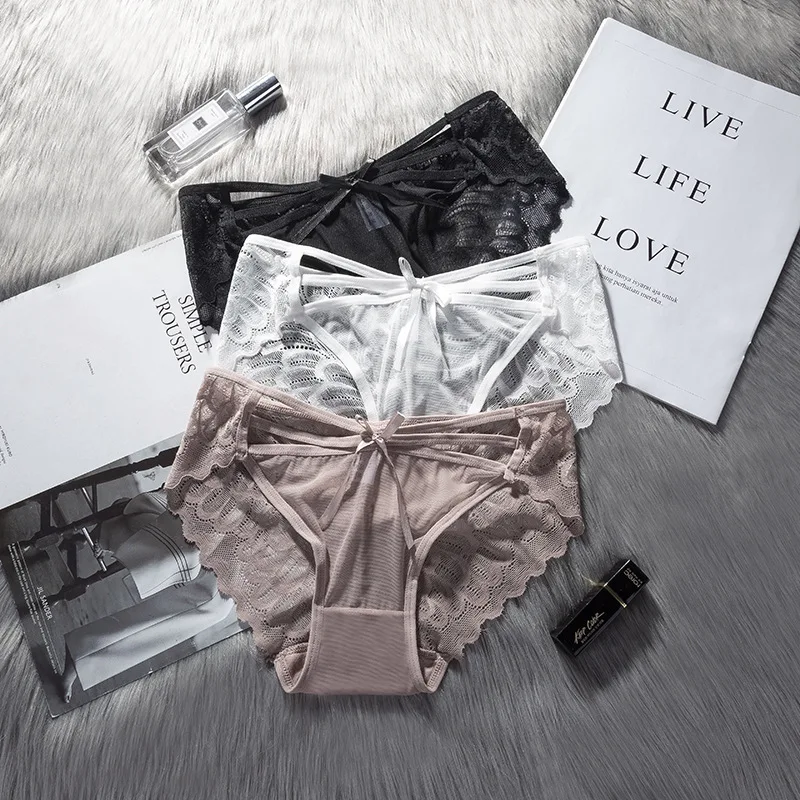 Sexy Lace Panties for Women Luxury Floral Embroidery Lace Panties Solid Color Breathable Underpants Lingerie