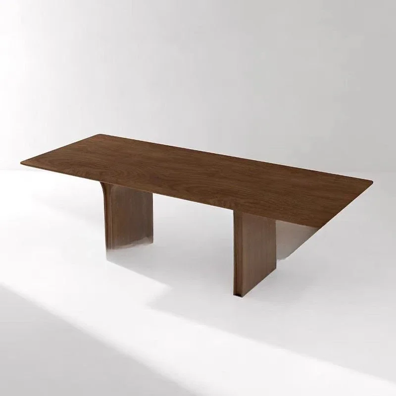 Nordic all-black walnut large board light luxury simple living room thick dining table dining table, solid wood tea table
