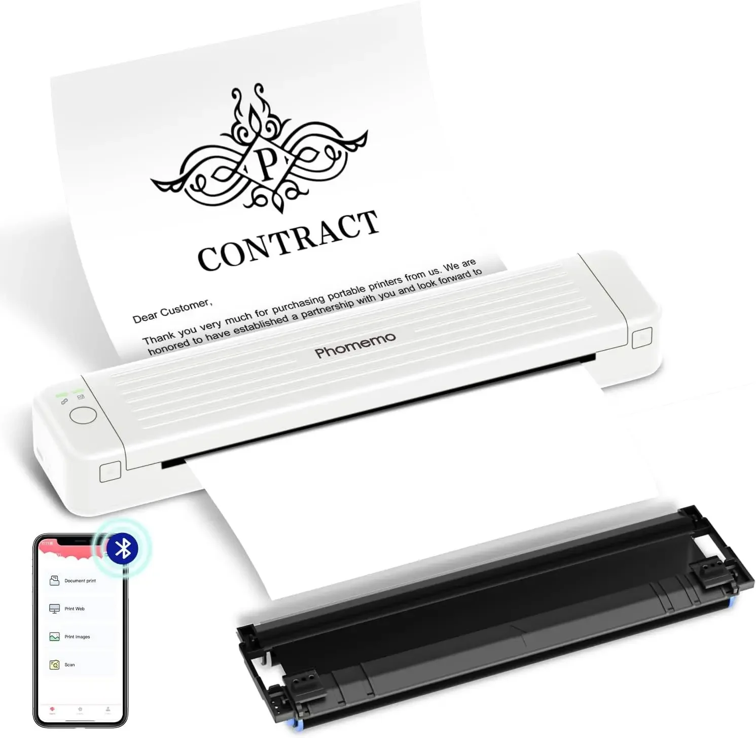 

Phomemo P831 Itari Portable Wireless 300DPI Bluetooth Inkless Transfer Printer for 8.5x11 US Letter & A4 Copy Paper