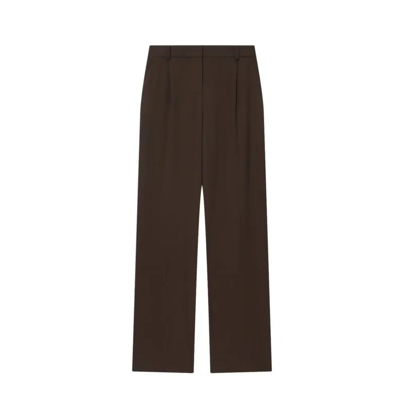 ชุดเซ็ตผู้หญิง กางเกงเอวสูง แจ็คเก็ตสีดำทรงตรงติดกระดุมสองแถว พร้อมแผ่นเสริมไหล่ กางเกงขายาวทรงตรง ชุดลำลองสำหรับผู้หญิง