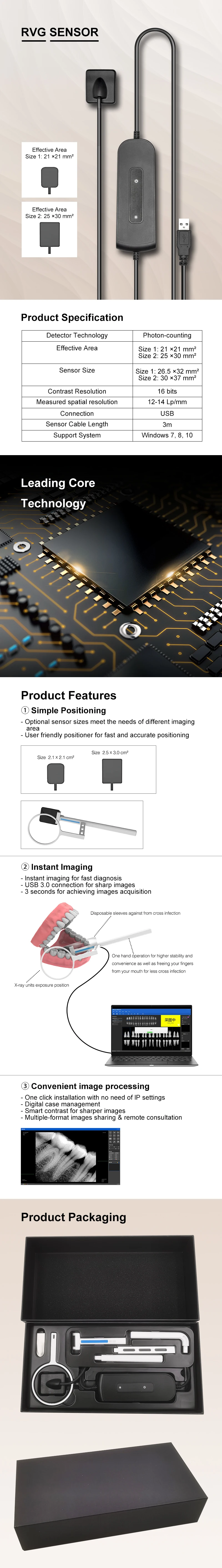 Tragbarer Dentalsensor X-Ray Hochfrequenz Rx Digital Intraoral Digital System Bild Zahnmedizin Werkzeug Super Speed Sensor VVDental – Detail 2