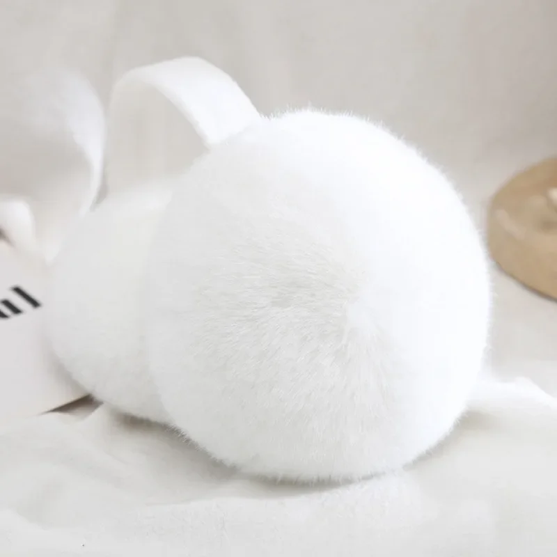

Warm Winter Fold Girl Faux Rabbit Fur Ear Warmer Hang Ear Cover Headwear High Quality Fur Earmuffs Ear Muffs
