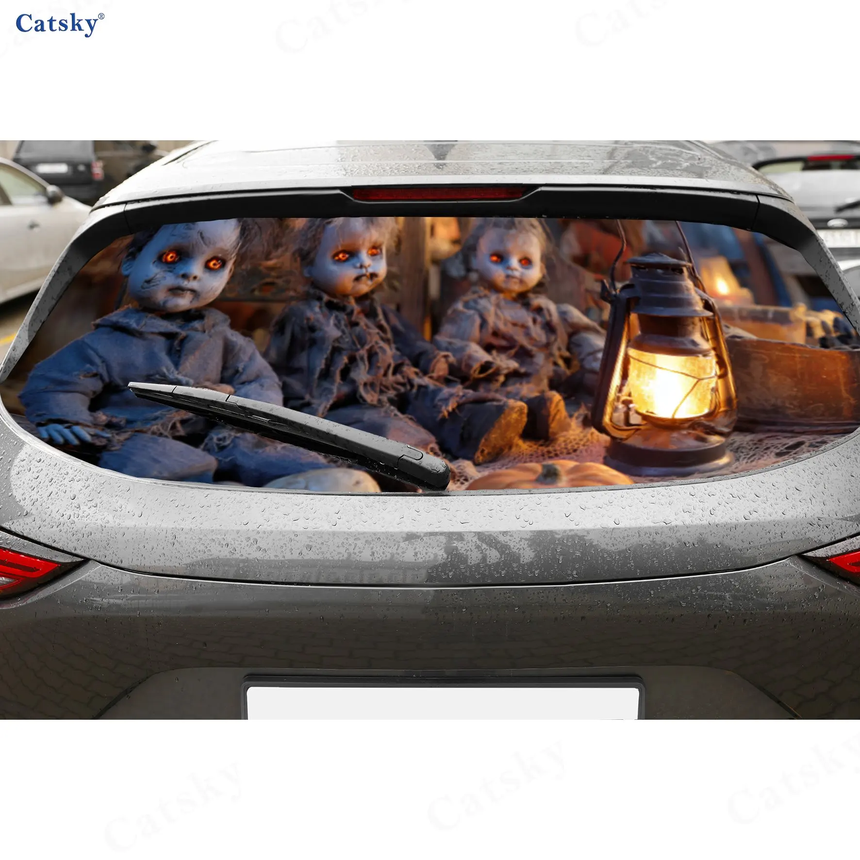

Dark Creepy Dolls Halloween Car Rear Window Decal, Waterproof Self-adhesive & Anti-scratch Auto Vinyl Wraps Sticker, Auto Decora