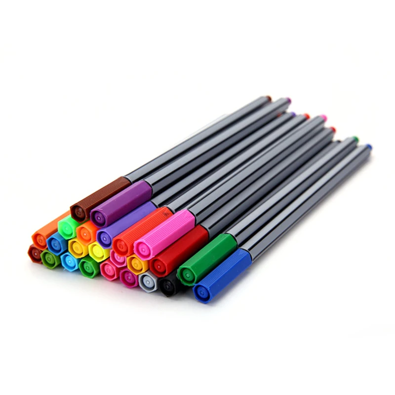 0.4mm 24 Pcs Multi-color Fineliner Pens With Coloring Book Marco Super Fine Draw manga Color Pen Art Marker Pen Water Based Ink