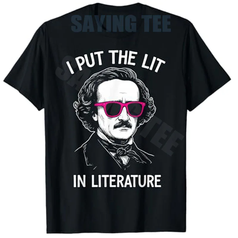 Edgar Allan Poe Literatur Humor Gothic Zitat Geschenk T-Shirt Y2k Humor Ich bringe den Humor in die Literatur Sarkastischer Witz Spruch T-Shirt Geschenk – Detail 3
