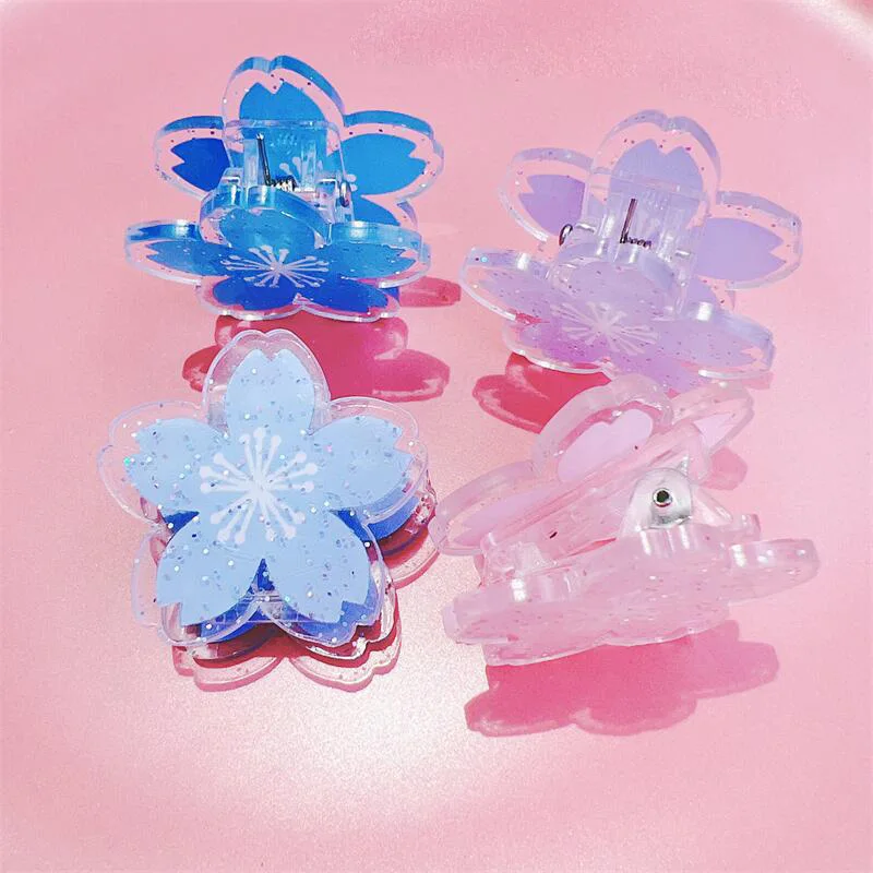 50pcs Creative Cherry Blossom Flower Paper Clip Bling Acrylic File Document Letter Ticket Clips Home Office Desk Organizer