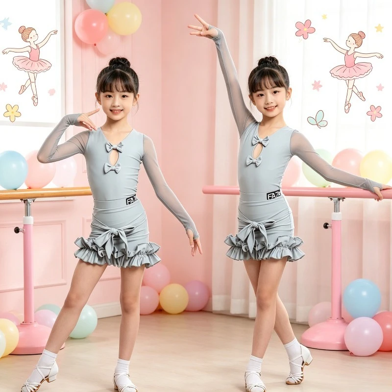 

Kids Girls High-end Latin Dance Costume Spring Summer Professional Performance Practice Dancewear Performance Accessories Zym