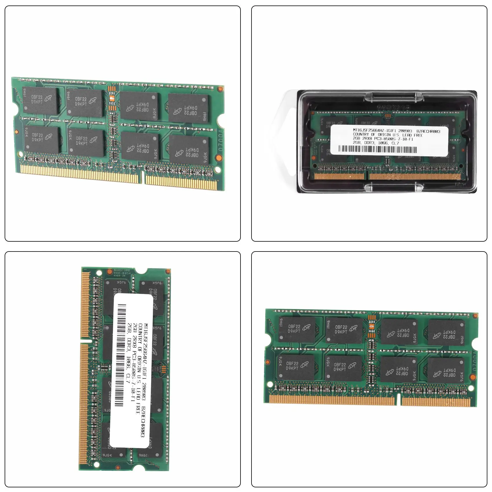 Venda quente ddr3 2gb memória ram portátil 2rx8 PC3-8500S 1066mhz 204pin 1.5v notebook ram
