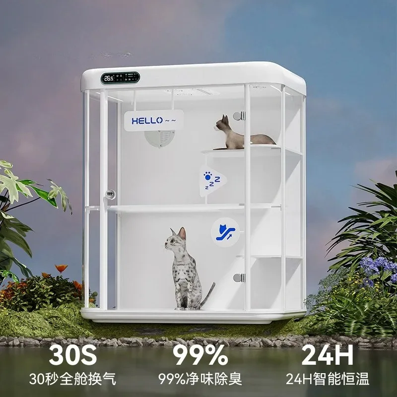 Pet Smart Cabin Constant Temperature Pet Space Cabin Cat Villa Fresh Air Deodorizing Cat Cage Household Cat Nest Warm  House