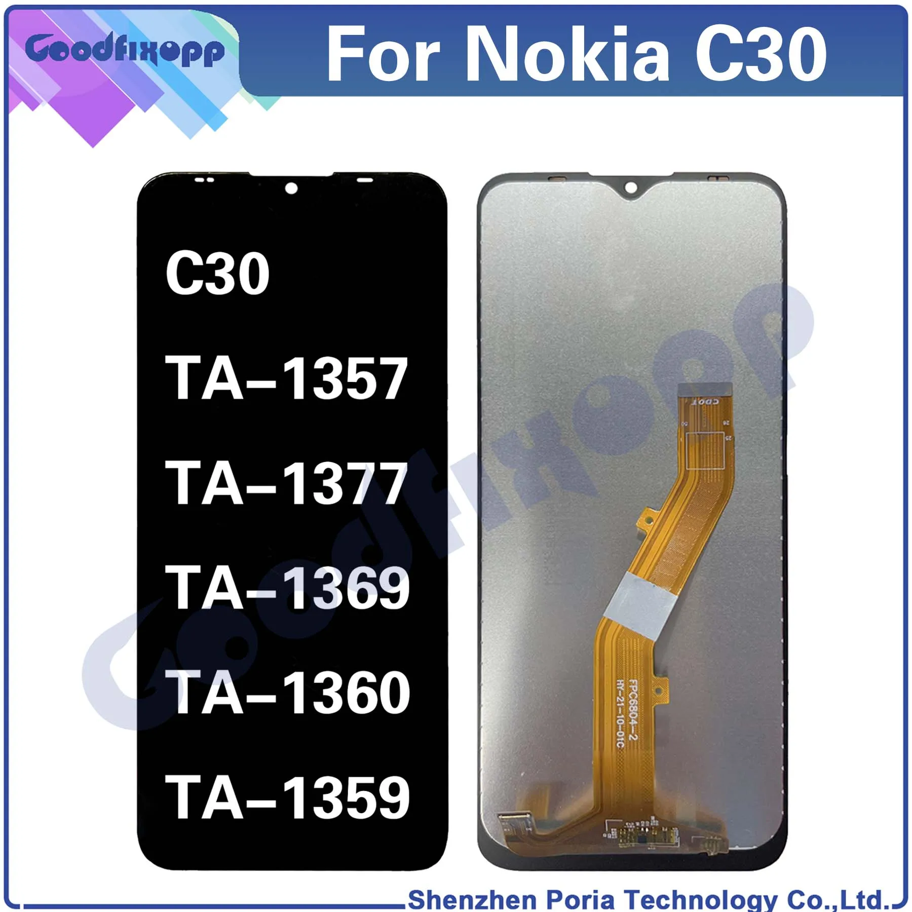 For Nokia C30 TA-1357 TA-1377 TA-1369 TA-1360 TA-1359 LCD Display Touch Screen Digitizer Assembly Repair Parts Replacement