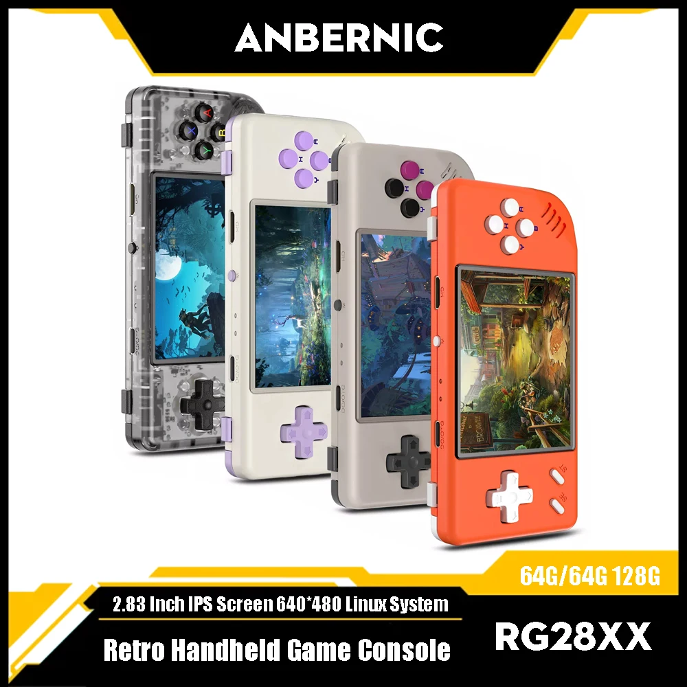 RG28XX Retro Handheld Game Console 2.83 Inch IPS Screen 640*480 Linux 3100mAh HDMI Output Portable Video Player 5000+ Games