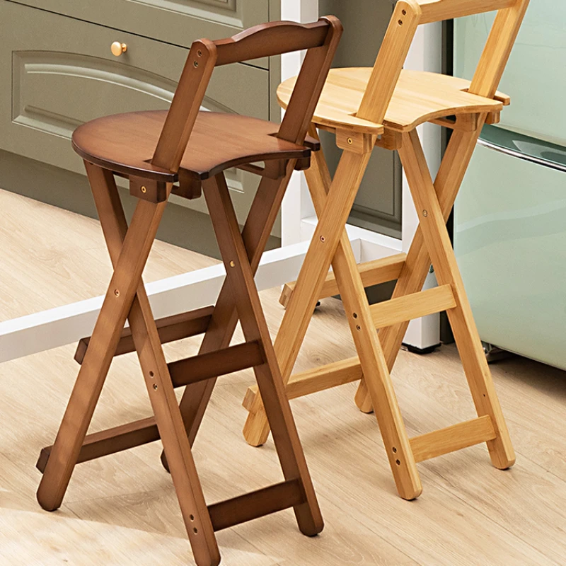 Foldable Stool High Chair Modern Minimalist Portable Small Bench Household Backrest Comfortable Bar Stools Space-Efficient