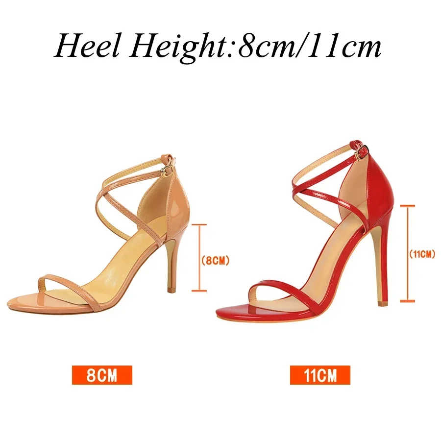 2024 Summer INS Women Fetish 8cm 11cm High Heels Sandals Sexy Strappy Heels Lady Gladiators Stiletto Stripper Heels Party Shoes