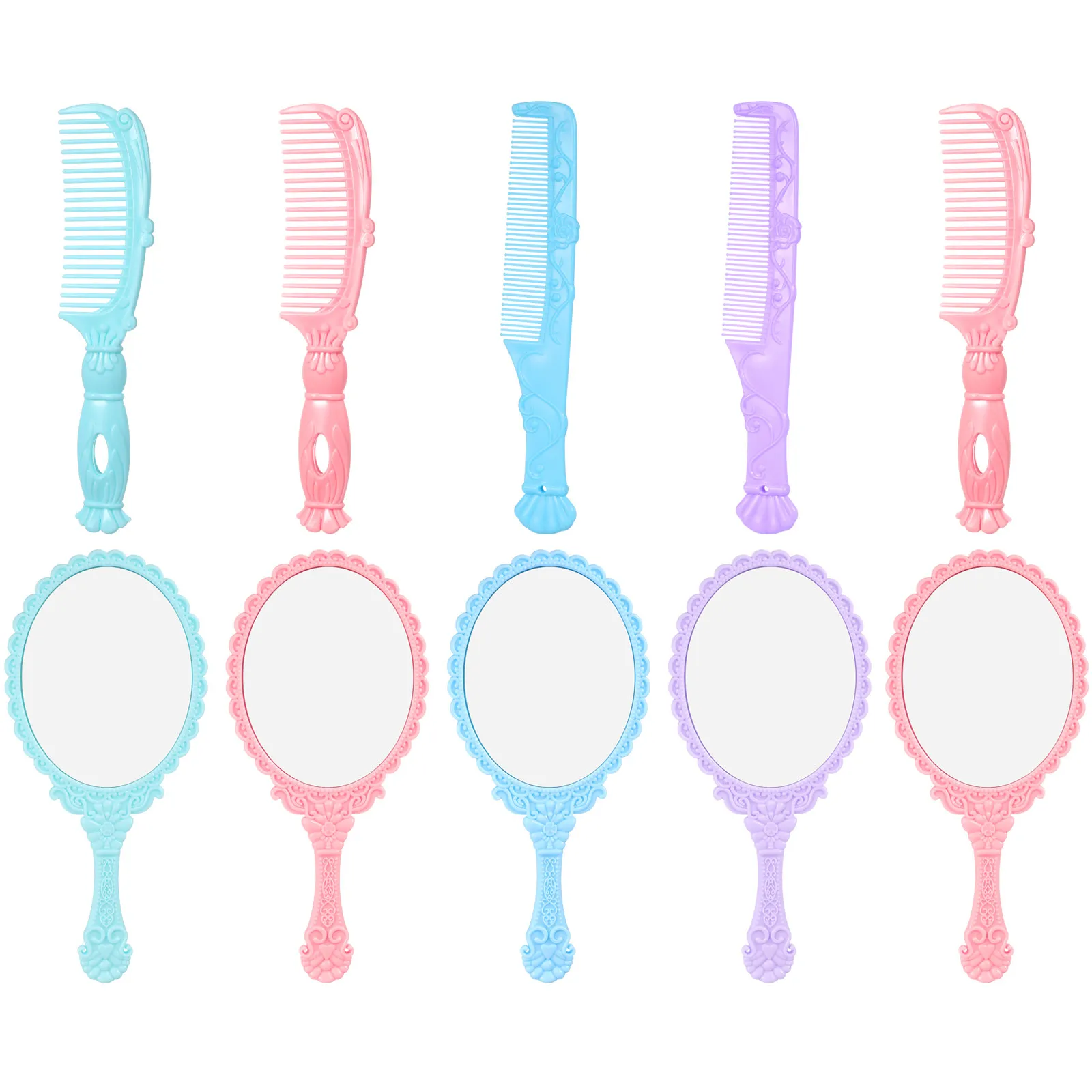 

Набор из 5 ретро-зеркал для макияжа с расческой, портативное овальное зеркало в винтажном стиле, аксессуары для макияжа в подарок