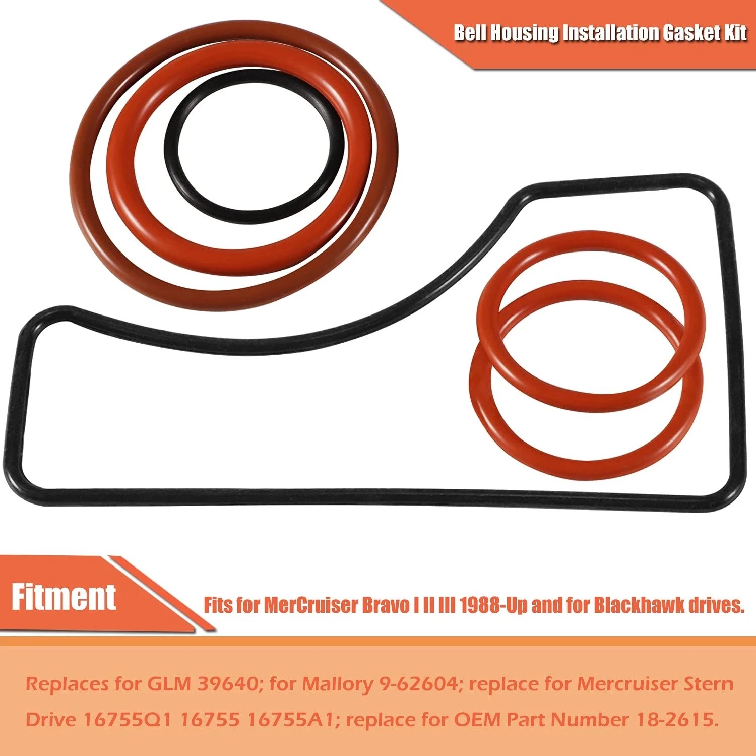 MX 6pcs/set 16755Q1 Bell Housing Installation Gasket Seal Kit for Mercury MerCruiser Bravo I II III Drives