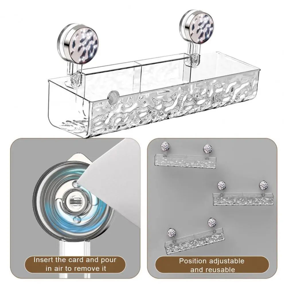 Storage Rack Wall Caddy Suction Cup Shelf Capacity Bathroom Organizer for Simple Installation Versatile Shower Storage Sleek