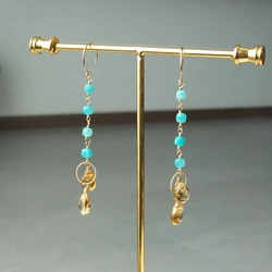 Lii Ji Natural Amazonite Citrine American 14K Gold Filled Earrings Real Gemstone Long Dangle Earrings Handmade Jewelry