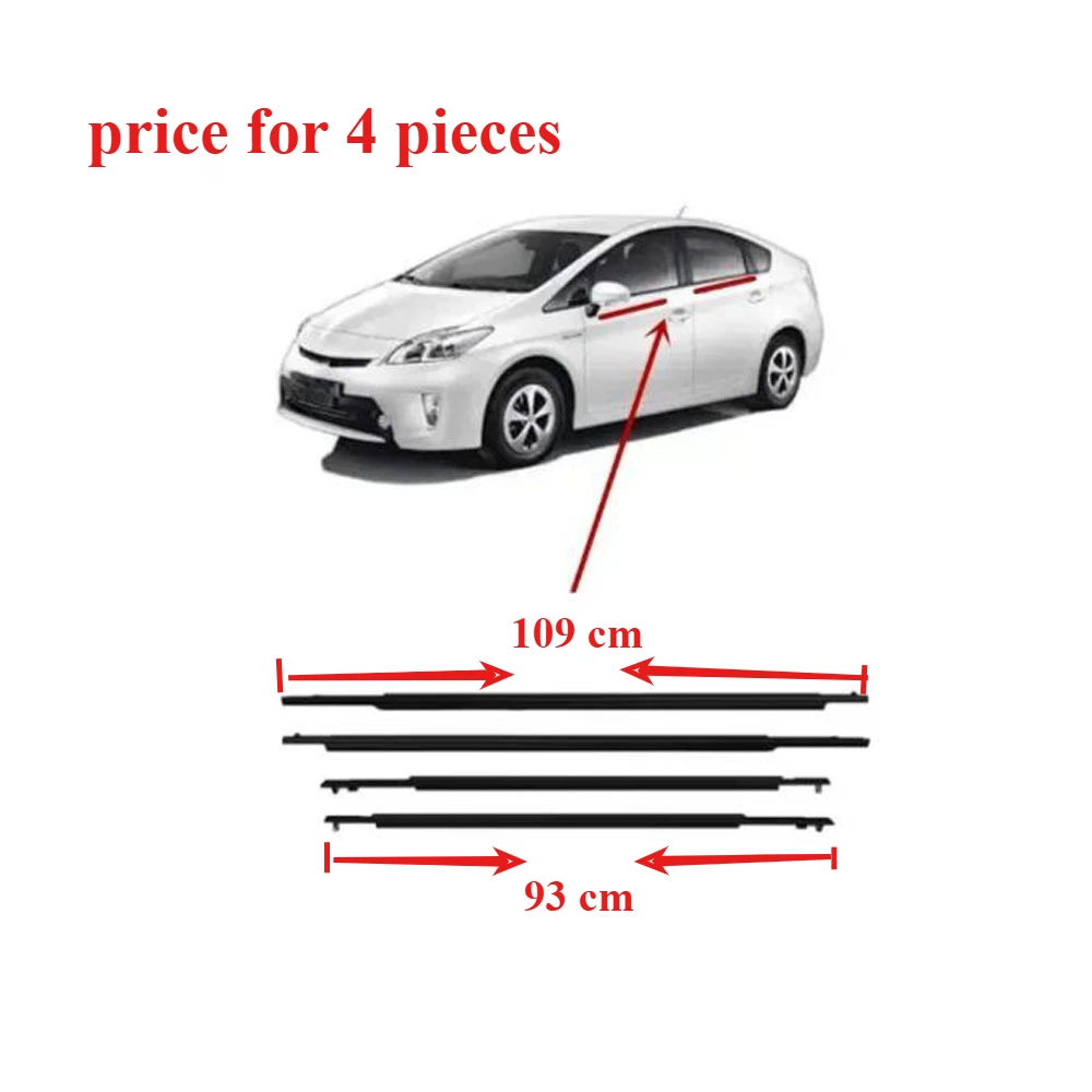 

4 Pieces Windows Rubber for Toyota Prius 2010-2015 2nd Generation Glass Protector Weatherstrip for Prius-C Phv 75720-47021