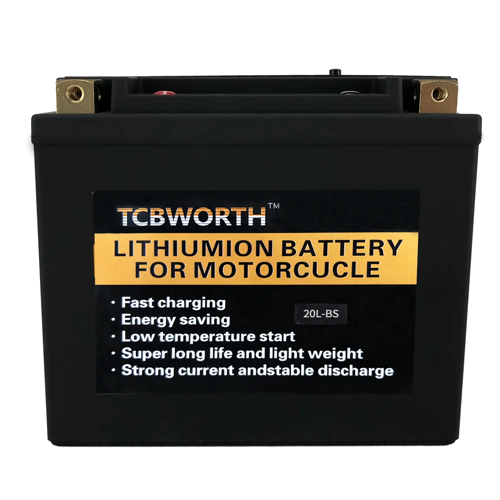 12.8V 12Ah LiFePO4 Motorcycle Replaces Battery Maintenance Free CCA 620A Lithium with BMS For ATVs UTVs YTX20L-BS