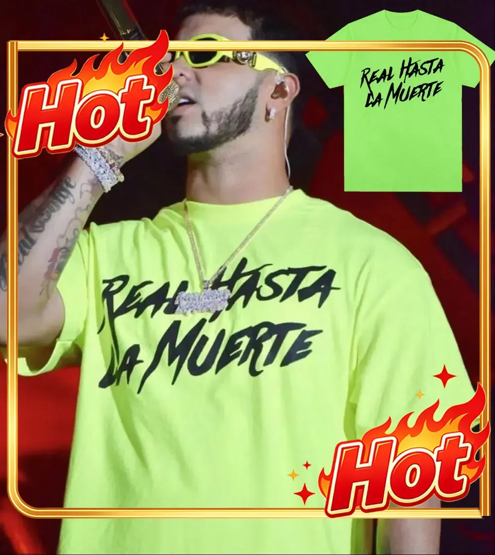 Rapper Anuel AA 2023 Concert Print T Shirt Real Hasta La Muerte Album T Shirts Men's Hip Hop Oversized Short Sleeve T-shirt Male