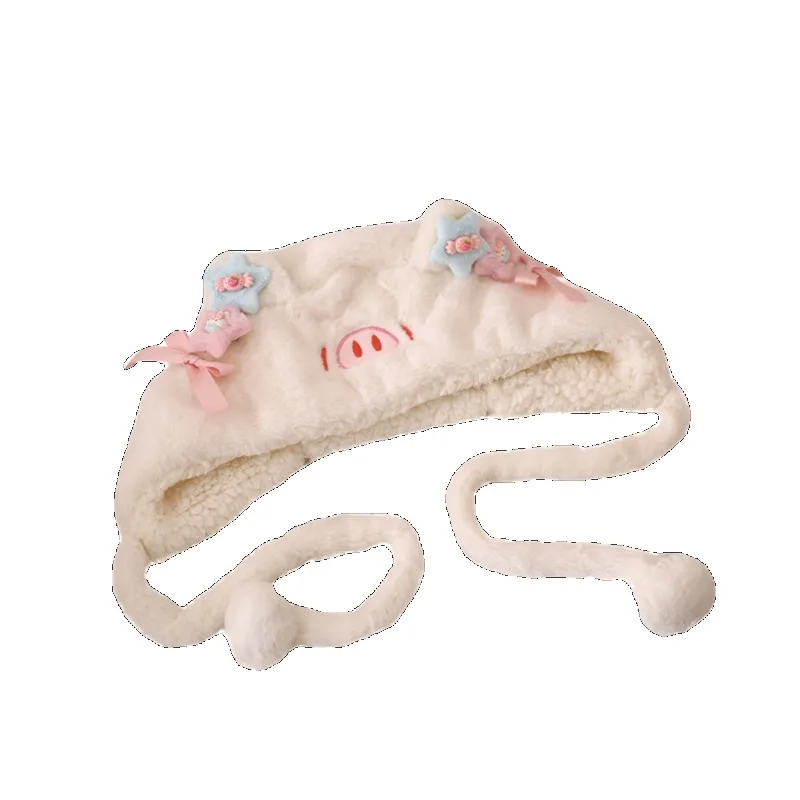 Pequeño cerdo suave lindo dulce lindo otoño e invierno hecho a mano Baotou sombrero versátil Lolita felpa olla sombrero