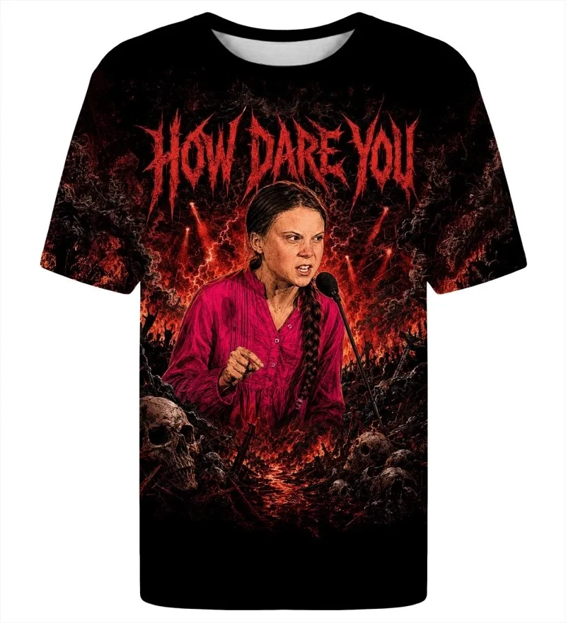 Men's Death Metal Style 3D Print T-Shirt, Retro Heavy Metal Short-Sleeve, Casual Street Style, Perfect for Parties and Holidays