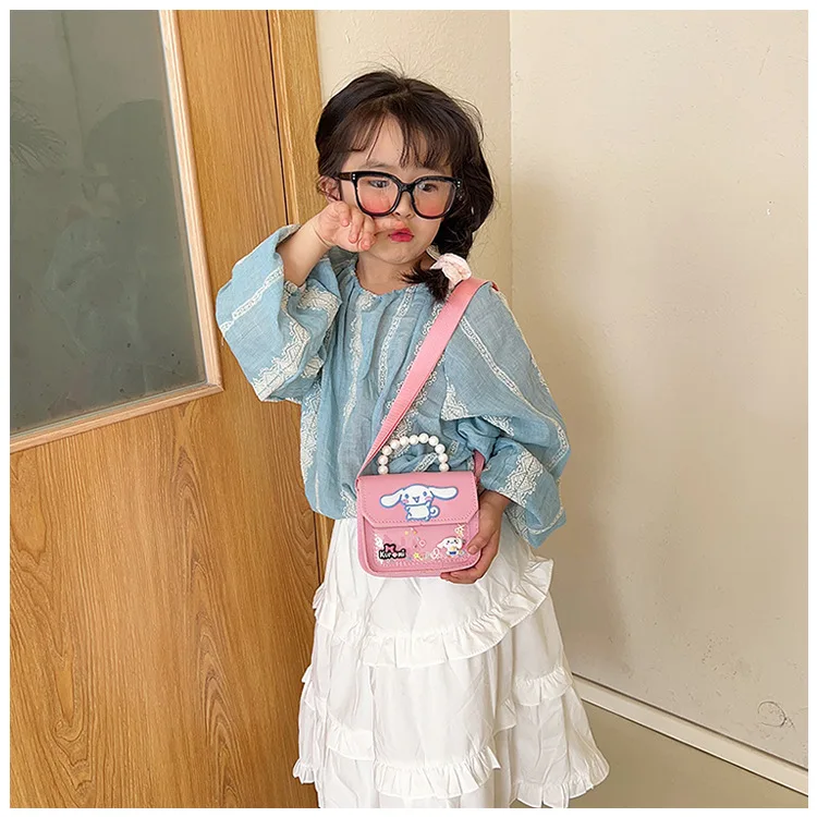 Sanrio Pu Leather Shoulder Bags Cinnamoroll Series Cute Anime Girls Princess Crossbody Bag Fashion Baby Handbag Birthday Gifts