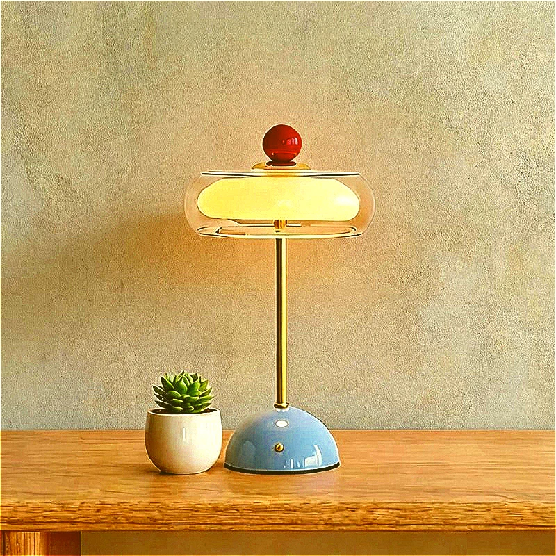 Luxury Retro Glass Desktop Table Lamp Ambient Night Light Home Bedroom Living Room Bedside Decor Ornament