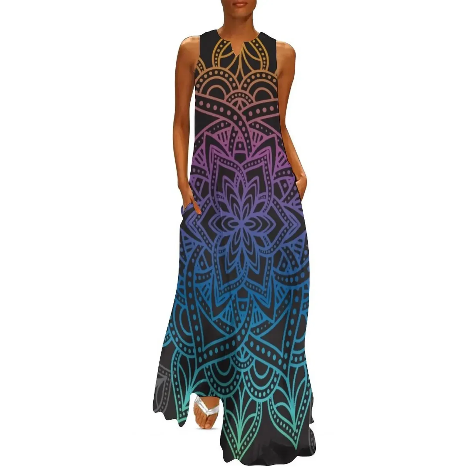 

Colorful Mandala Art Design Long Dress dress for women 2025 Women's evening dress Party dresses for women