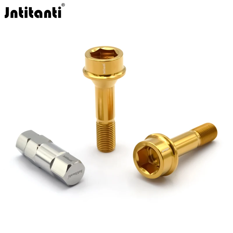 Jntitanti Hex Socket Head Conical Seat Gr.5 Titanium Wheel Bolt M14x1.5 for Ferrari Wheel Locking