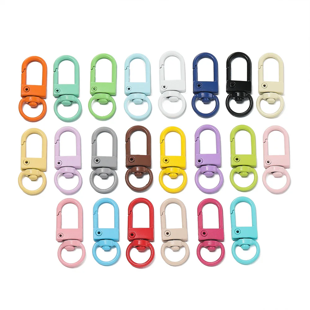 10/30/50/100Pcs/Lot Colorful Alloy Snap Lobster Clasp Hooks Keychain Findings for DIY Key Chain Supplies Wholesale
