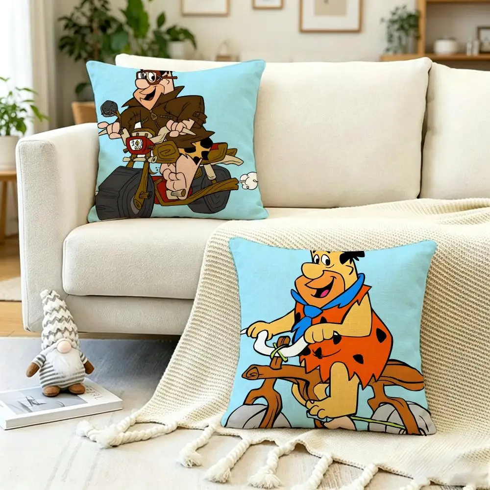 Vintage T-The Flintstones Vintage Cushion Cover Anti-dustmite Pillowcase Invisible zipper silky short plush Sofa cushion cover
