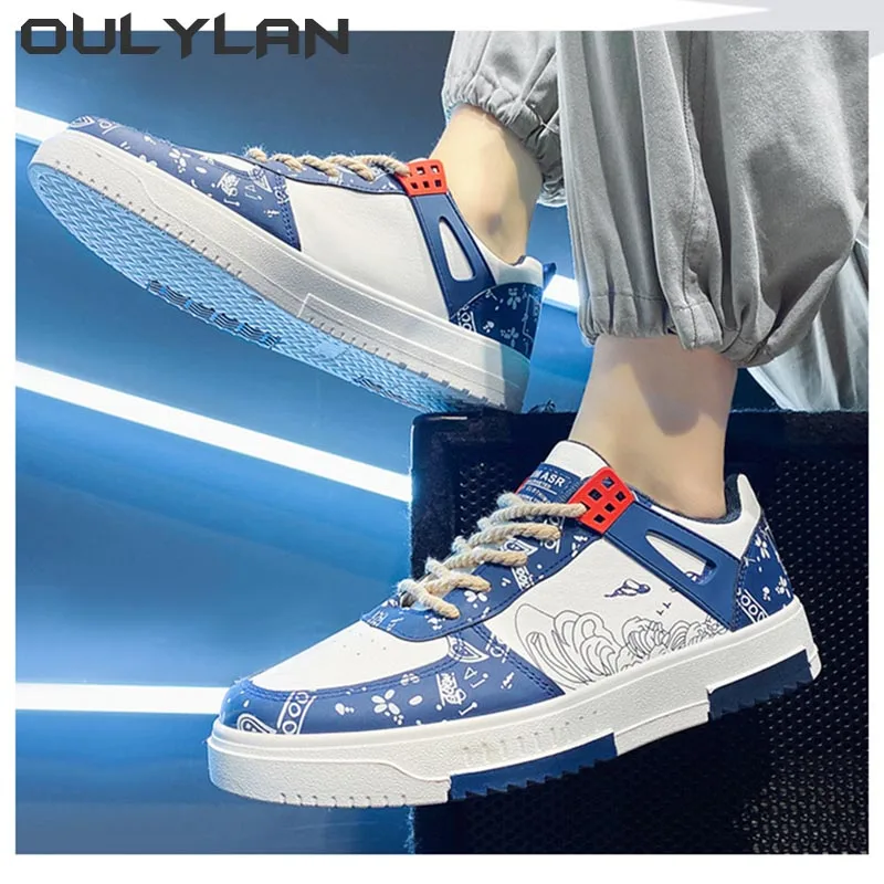 Versatile BreathableMen's Casual Sports Shoes Skateboard Wear Resistant Anti-slip Fashion Hip Hop Pattern Women's Shoes Trendy