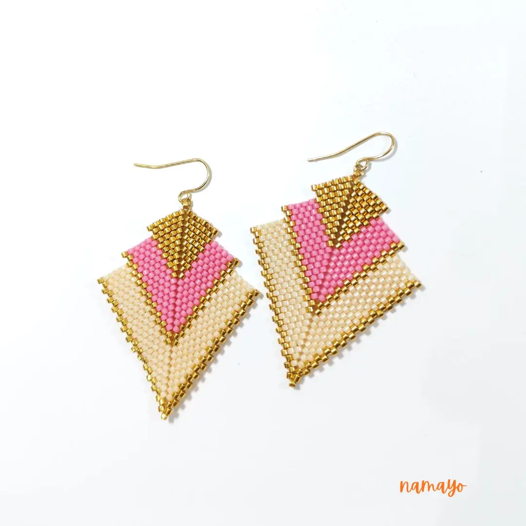 Pendientes de cuentas de arroz ZGMXR, geometría triangular, combinación de colores, tejido a mano, aleación, moda bohemia para mujer, pendientes de cuentas simples