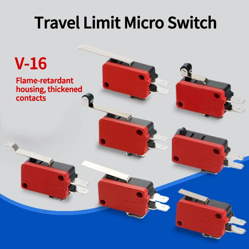 16A3Pin Contact Electric Limit Switch Pull Button Reset Micro Switch SV16/161/162/163/164/165/166-1C25 Roller Long Handle Switch