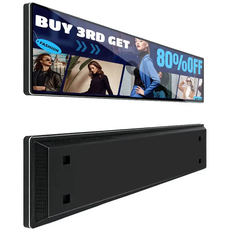 Digital Signage Advertising Player Shelf Edge Supermarket Ultra Wide Shelf Lcd  Stretched Bar Video Display