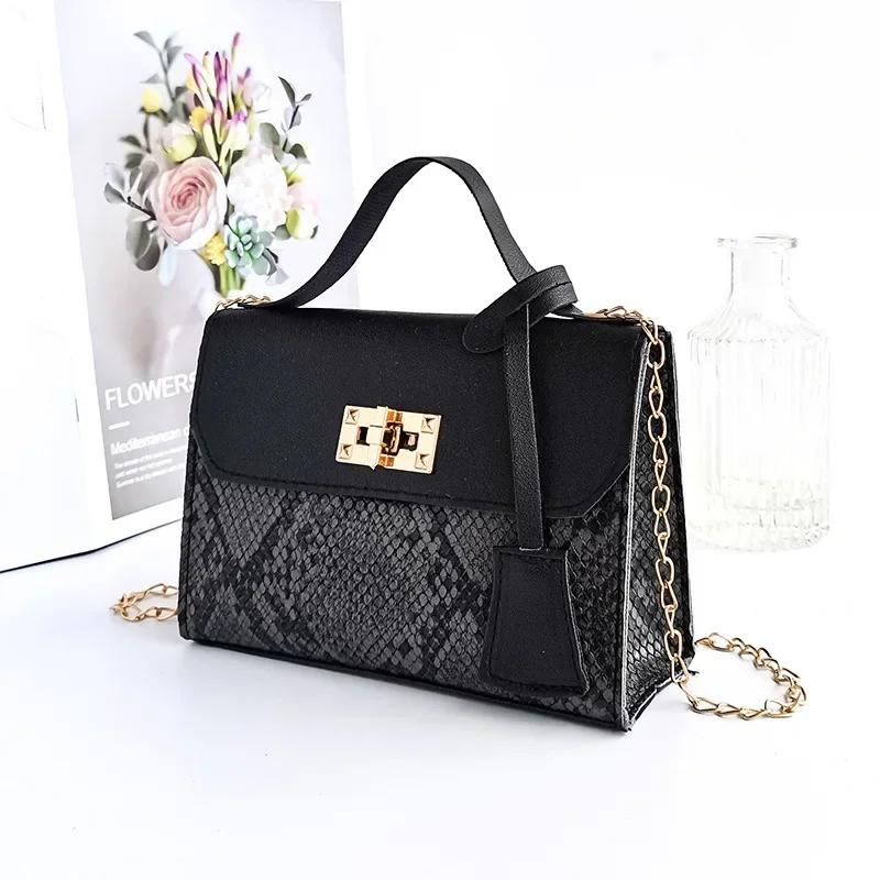 Retro Snake Pattern Women\'s Handheld One Shoulder Crossbody Bag Mobile Phone Bag Korean Fashion Small Square Bag