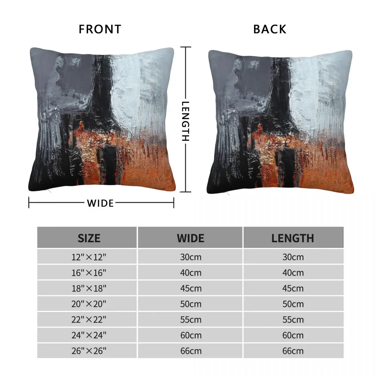 Black Orange Abstract Square Pillowcase Polyester Linen Velvet Creative Zip Decor Car Cushion Cover