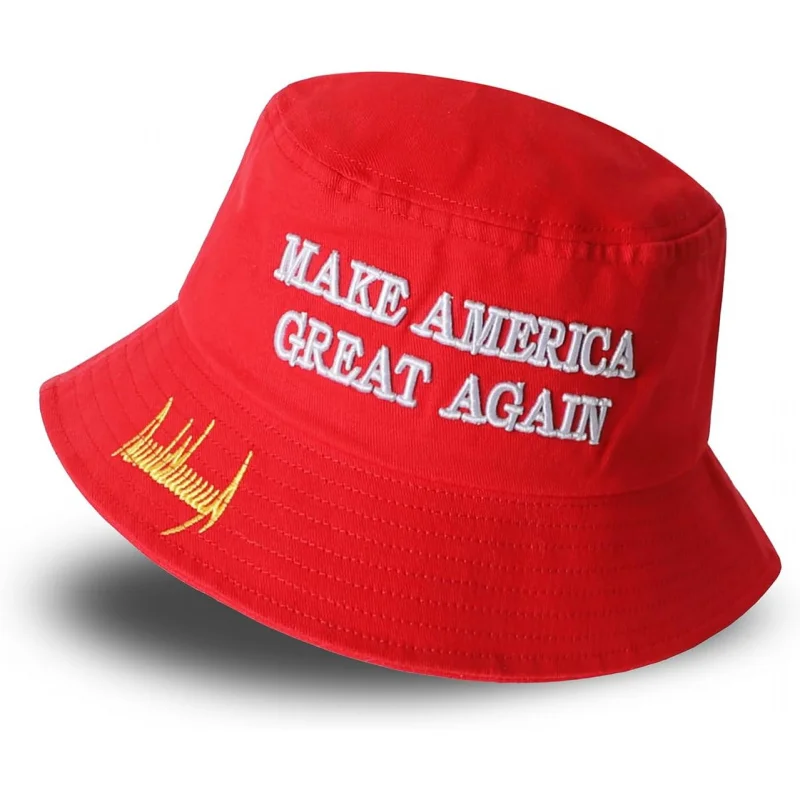 

Trump 2024 MAGA Bucket Hat Flat Top hats Make America Great Again Slogan Cap Unisex Outdoor