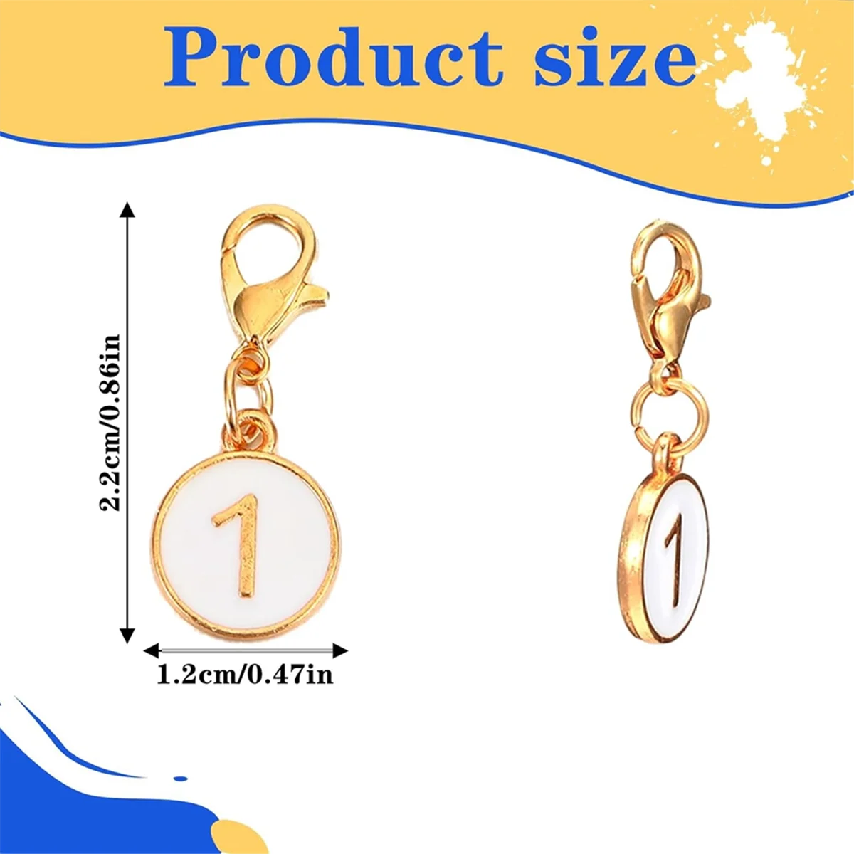 A83Z 20PCS Numbered Markers 0-9, Alloy Crochet Knit Locking Clips, Black & White