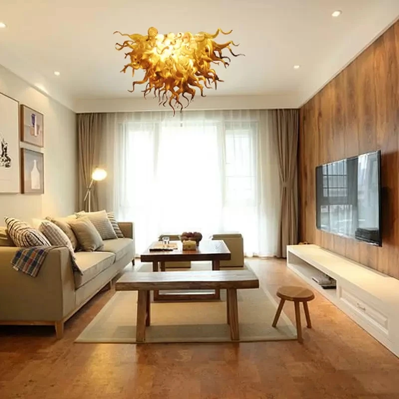 Warm home atmosphere modern soft light hand-blown glass chandelier