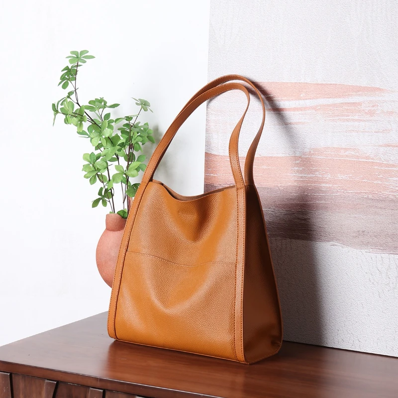 

Genuine Leather Tote Bags for Women Luxury Large Capaci Top Layer Cowhide Single Oulder Bag Fashion Handbags Bolsos Vintage