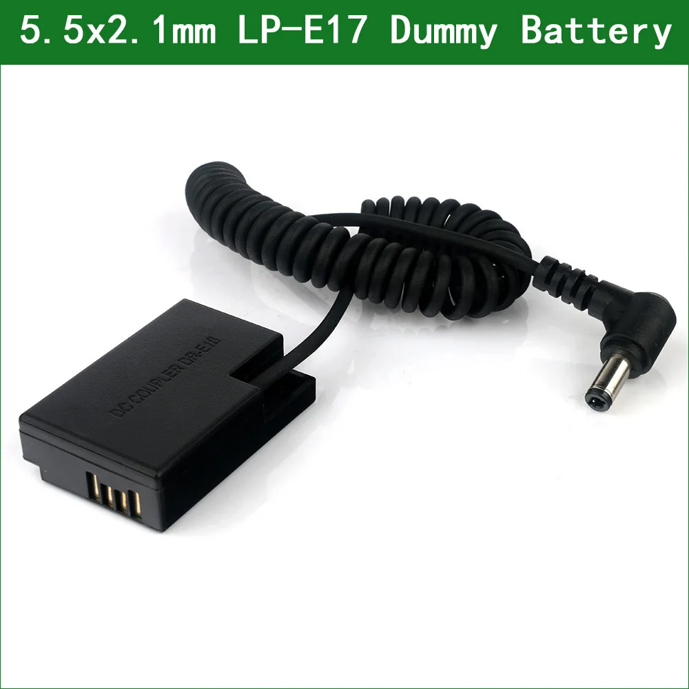 

5.5x2.1 To DR-E18 DC Coupler Power Connector LPE17 Dummy Battery for Canon EOS Kiss X8i X9 X9i X10 Rebel SL2 SL3 T6i T6s T7i T8i