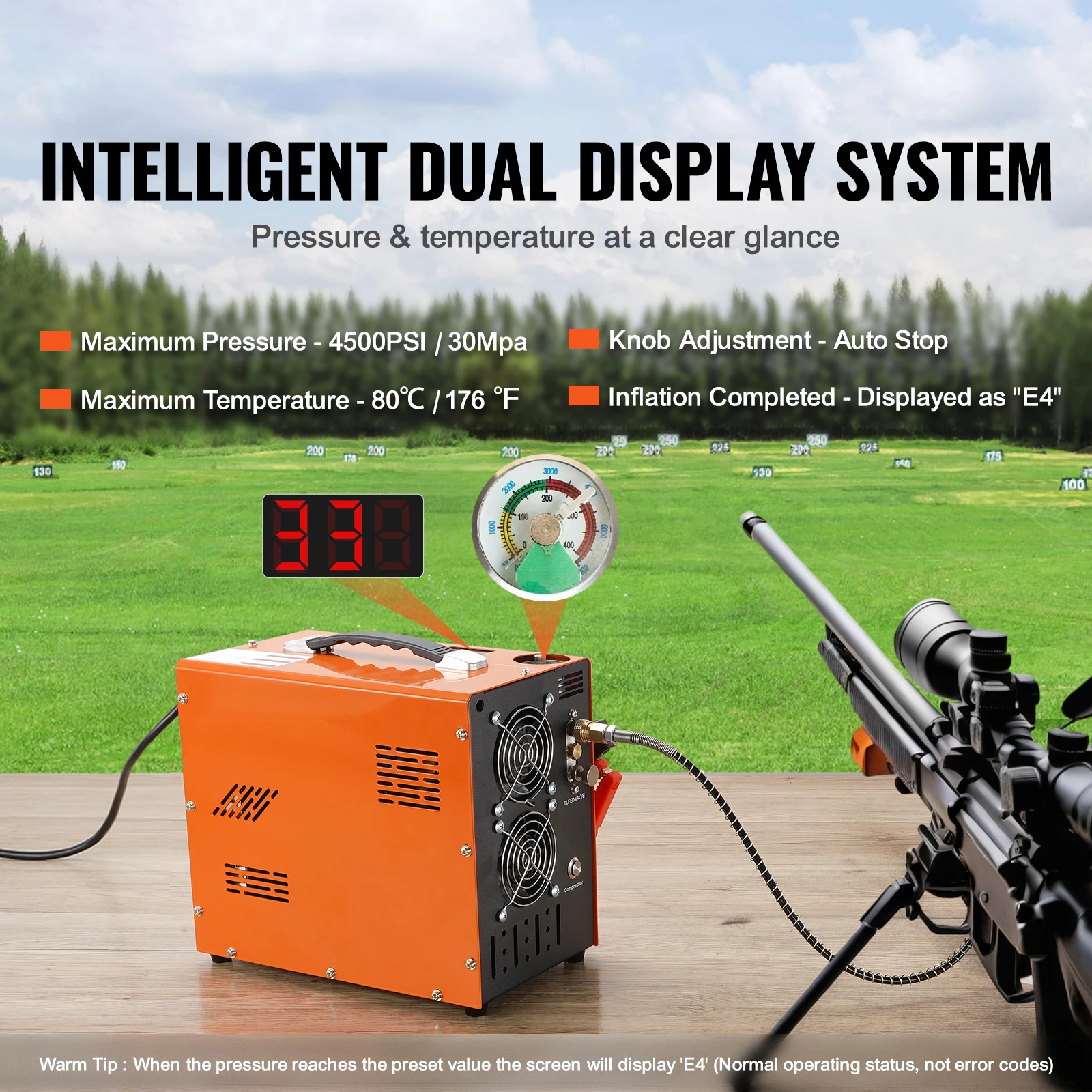 SucceBuy PCP Air Compressor 4500PSI/30Mpa Portable PCP Pump Compressor Water-Free Air Rifle Paintball Scuba Tank Compressor