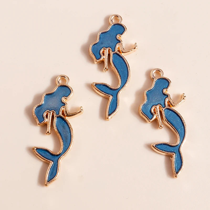 Leslie 10 teile/los Emaille Marine Leben Nette Fischschwanz Meerjungfrau Charms Anhänger für Halskette Ohrringe DIY Schmuck Machen Zubehör – Detail 10