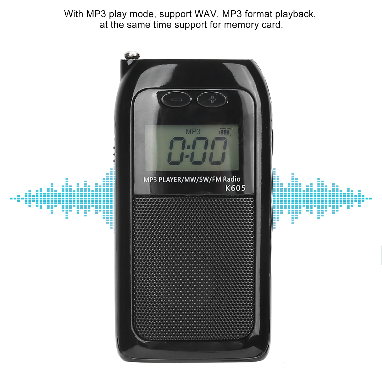 

K‐605 MP3-плеер FM/SW/MW Цифровая настройка Радиоприемник ЖК-дисплей с наушниками Музыкальный MP3-плеер Настройка Радиоприемник
