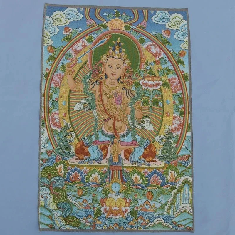 Beautiful Tibet Sect Buddhist Silk Inwrought Buddha Thangka Tangka Painting