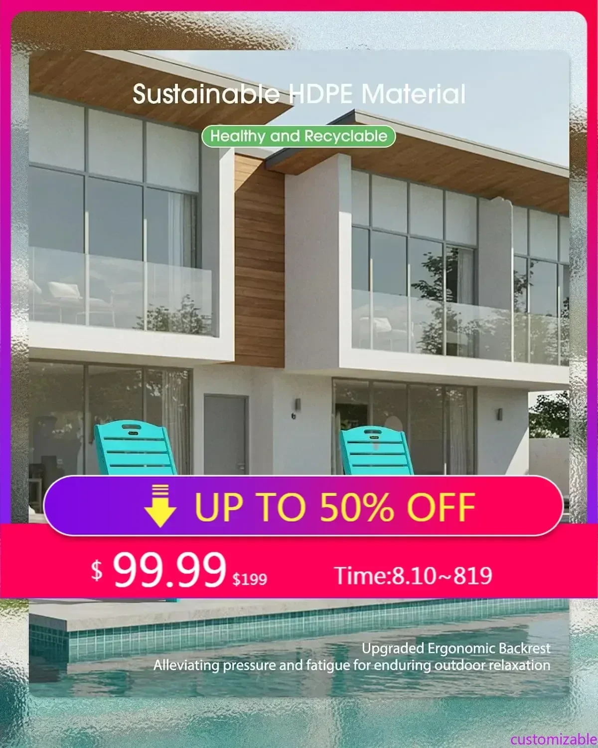 

Хит продаж: Настраиваемые, прочные, устойчивые к погодным условиям кресла Адирондак из HDPE с подстаканниками, идеально подходят для уличных очагов, газонов и др.